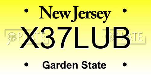 X37LUB New Jersey License Plate