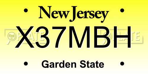 X37MBH New Jersey License Plate