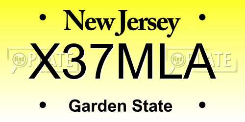 X37MLA New Jersey License Plate