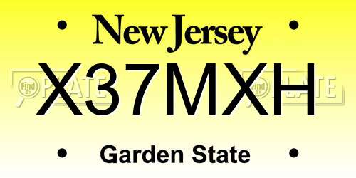 X37MXH New Jersey License Plate
