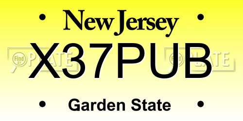 X37PUB New Jersey License Plate
