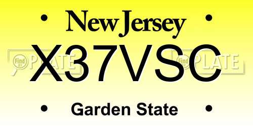 X37VSC New Jersey License Plate