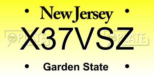X37VSZ New Jersey License Plate