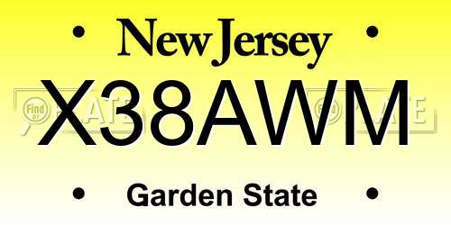 X38AWM New Jersey License Plate