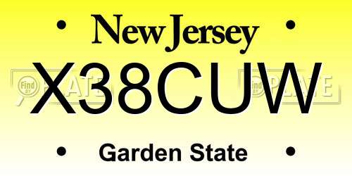 X38CUW New Jersey License Plate