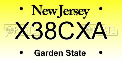 X38CXA New Jersey License Plate