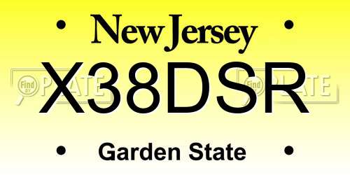 X38DSR New Jersey License Plate