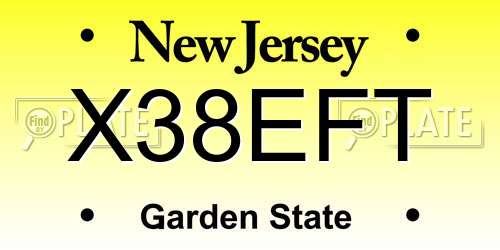 X38EFT New Jersey License Plate