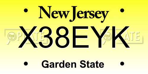 X38EYK New Jersey License Plate