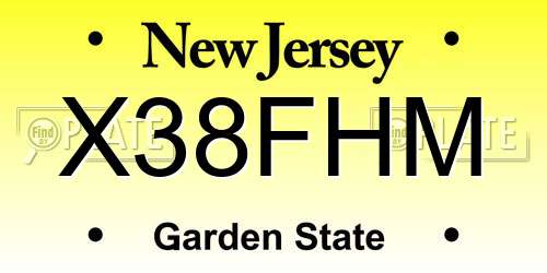 X38FHM New Jersey License Plate