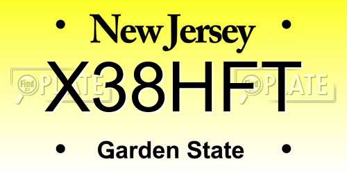 X38HFT New Jersey License Plate
