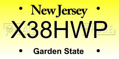 X38HWP New Jersey License Plate