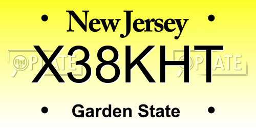 X38KHT New Jersey License Plate