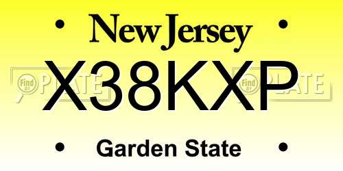 X38KXP New Jersey License Plate