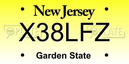 X38LFZ New Jersey License Plate