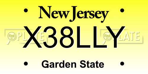 X38LLY New Jersey License Plate
