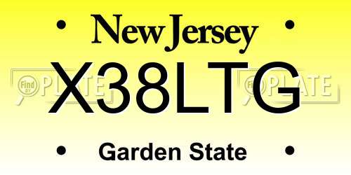 X38LTG New Jersey License Plate