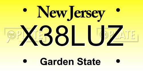 X38LUZ New Jersey License Plate