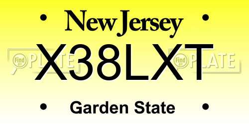 X38LXT New Jersey License Plate