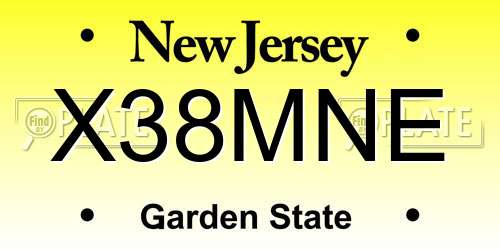 X38MNE New Jersey License Plate