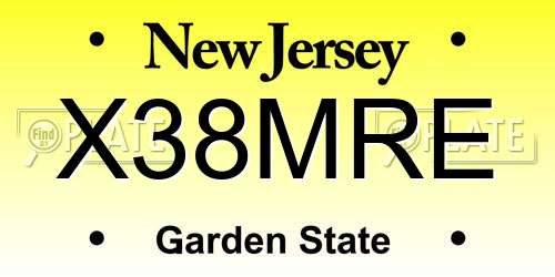 X38MRE New Jersey License Plate