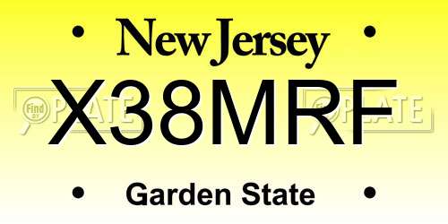 X38MRF New Jersey License Plate
