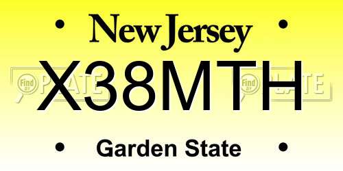 X38MTH New Jersey License Plate