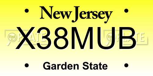 X38MUB New Jersey License Plate