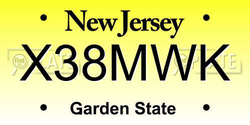 X38MWK New Jersey License Plate