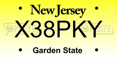 X38PKY New Jersey License Plate