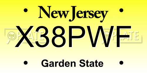 X38PWF New Jersey License Plate