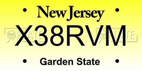 X38RVM New Jersey License Plate