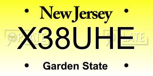 X38UHE New Jersey License Plate