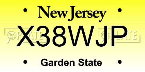 X38WJP New Jersey License Plate