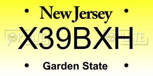X39BXH New Jersey License Plate