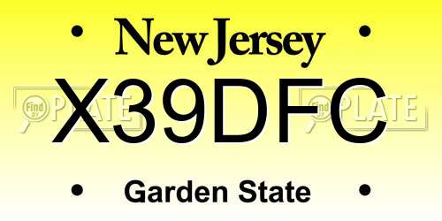 X39DFC New Jersey License Plate