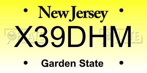 X39DHM New Jersey License Plate