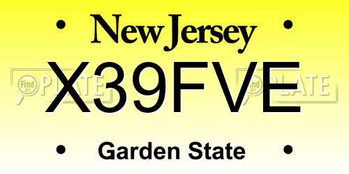 X39FVE New Jersey License Plate