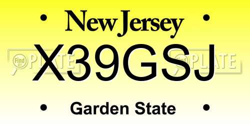 X39GSJ New Jersey License Plate