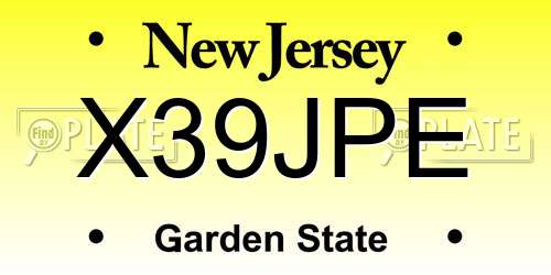 X39JPE New Jersey License Plate