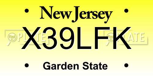 X39LFK New Jersey License Plate