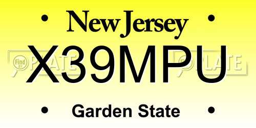 X39MPU New Jersey License Plate
