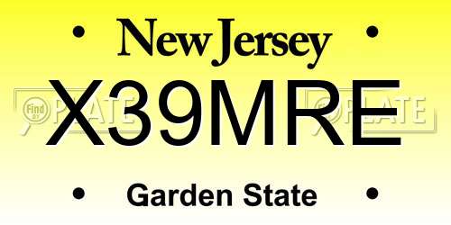 X39MRE New Jersey License Plate