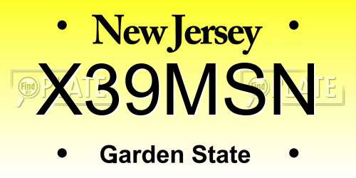 X39MSN New Jersey License Plate