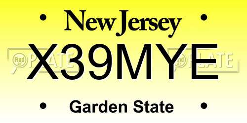 X39MYE New Jersey License Plate