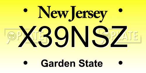 X39NSZ New Jersey License Plate