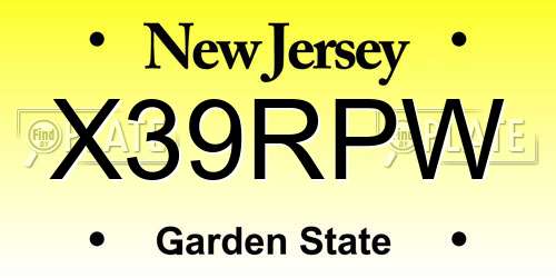 X39RPW New Jersey License Plate
