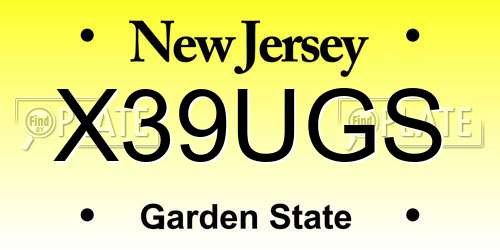 X39UGS New Jersey License Plate