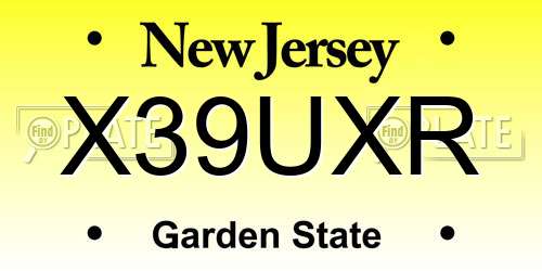 X39UXR New Jersey License Plate