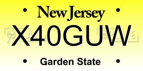 X40GUW New Jersey License Plate